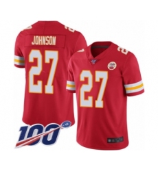 Men's Kansas City Chiefs #27 Larry Johnson Red Team Color Vapor Untouchable Limited Player 100th Season Football Jersey