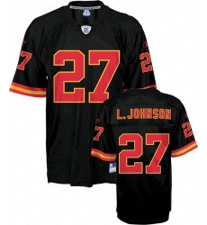 Reebok Kansas City Chiefs #27 Larry Johnson Black Alternate Authentic Throwback NFL Jersey