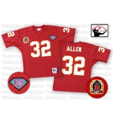 Mitchell And Ness Kansas City Chiefs #32 Marcus Allen Red 75TH Patch Authentic Throwback NFL Jersey