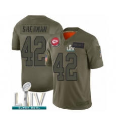 Men's Kansas City Chiefs #42 Anthony Sherman Limited Olive 2019 Salute to Service Super Bowl LIV Bound Football Jersey