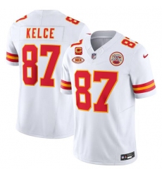 Men's Kansas City Chiefs #87 Travis Kelce White 2024 F.U.S.E. With NKH And 4-star C Vapor Untouchable Limited Football Stitched Jersey