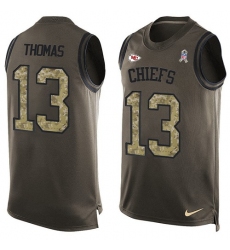 Men's Nike Kansas City Chiefs #13 De'Anthony Thomas Limited Green Salute to Service Tank Top NFL Jersey