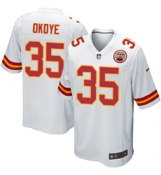 Men's Nike Kansas City Chiefs #35 Christian Okoye Game White NFL Jersey