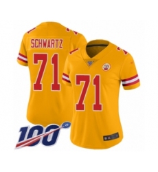 Women's Kansas City Chiefs #71 Mitchell Schwartz Limited Gold Inverted Legend 100th Season Football Jersey