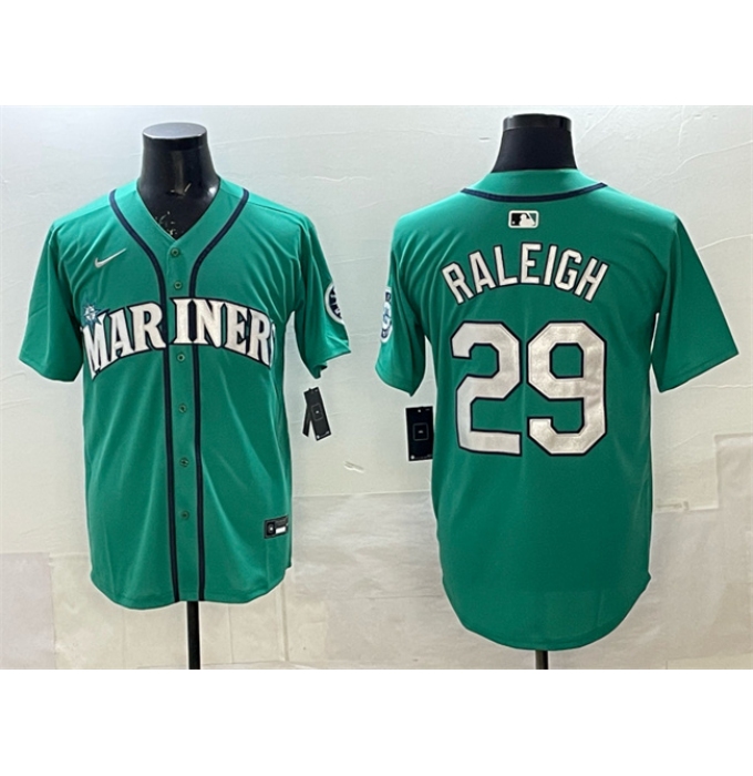 Men's Seattle Mariners #29 Cal Raleigh Aqua Limited Stitched jersey