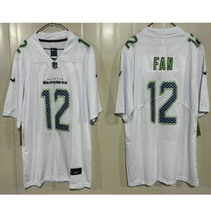 Men's Seattle Seahawks #12 Fan Limited White Fashion Vapor Jersey