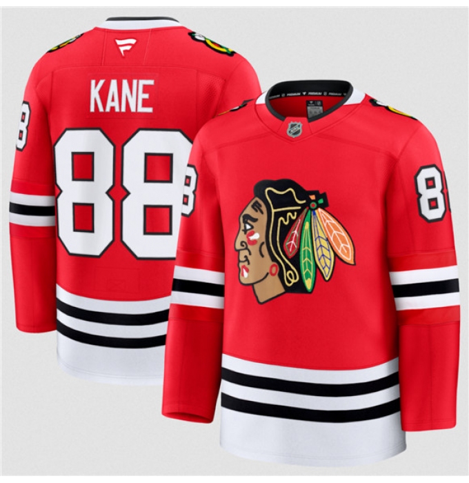 Men's Chicago Blackhawks #88 Patrick Kane Red 2024-25 Home Stitched Hockey Jersey