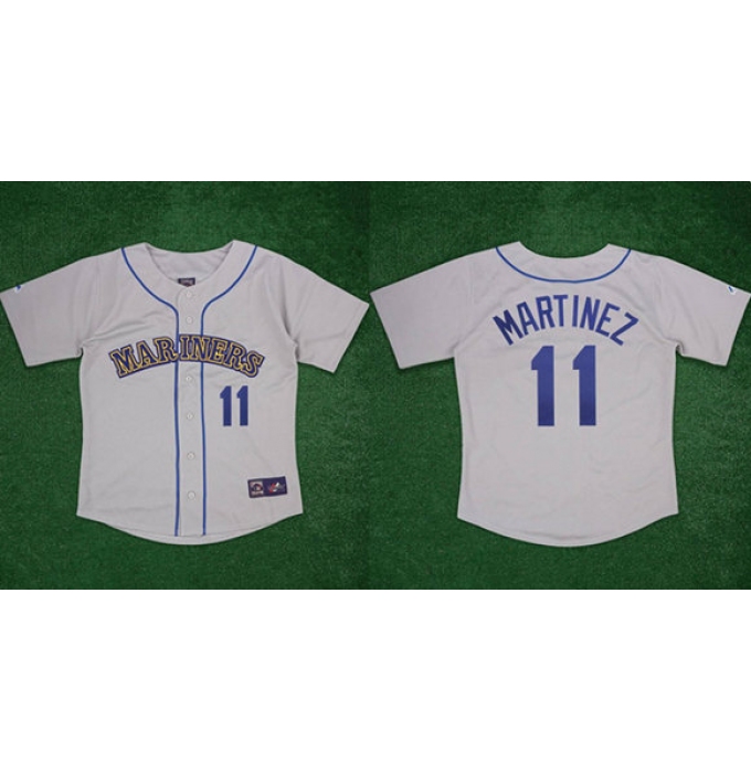 Men's Seattle Mariners #11 Edgar Martinez Gray 1989 Stitched Baseball Jersey