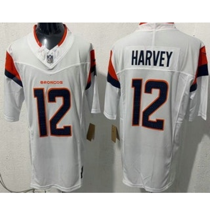 Men's Denver Broncos #12 Rj Harvey Limited White FUSE Vapor Jersey