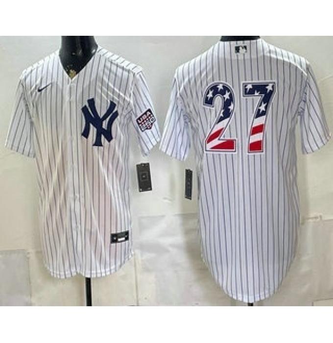 Men's New York Yankees #27 Giancarlo Stanton White 2026 USA 250 Fourth of July Home Stadium Stitched Jersey