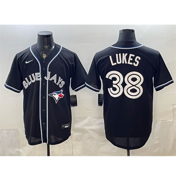 Men's Toronto Blue Jays #38 Nathan Lukes 2026 Fashion Replica Black Out Stitched Baseball Jersey