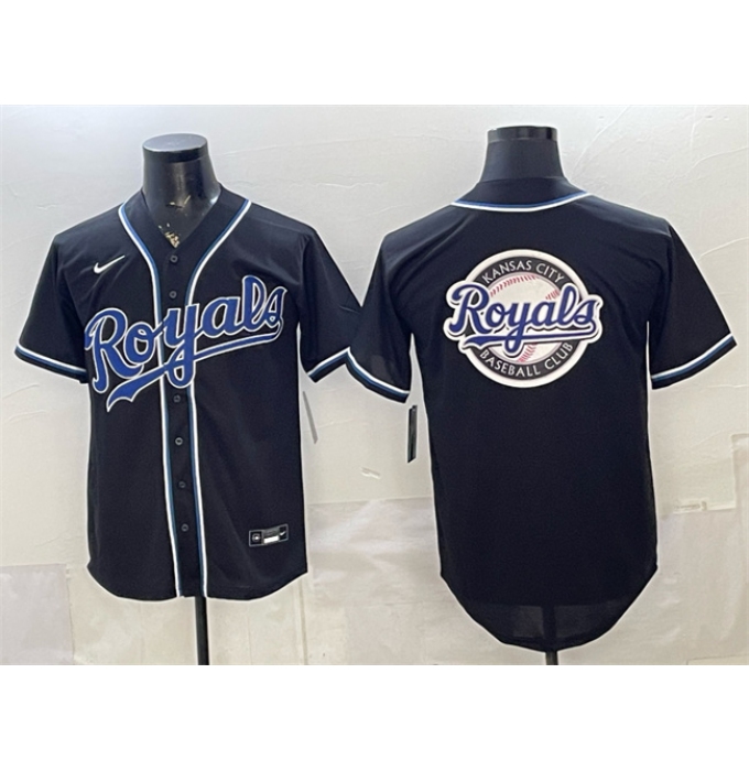 Mens Kansas City Royals Team Big Logo 2026 Fashion Replica Black Out Stitched Baseball Jersey