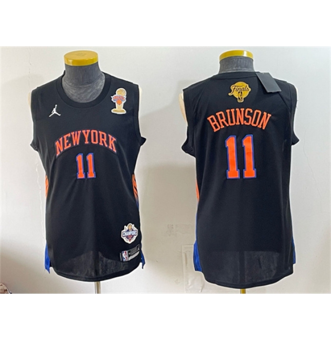 Men's New Yok Knicks #11 Jalen Brunson Black 2026 Finals Champions Statement Edition Stitched Jersey