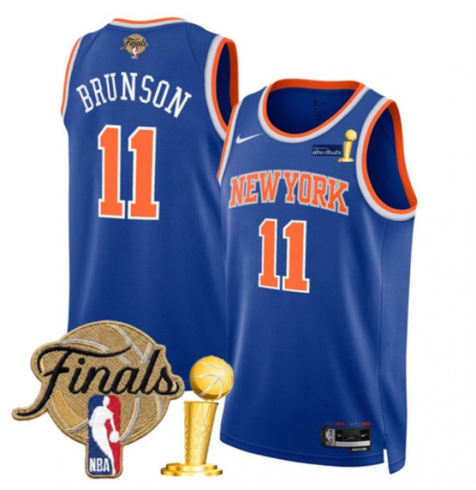 Men's New Yok Knicks #11 Jalen Brunson Blue 2026 Finals And Finals Champions Icon Edition Stitched Basketball Jersey