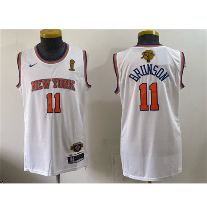 Men's New Yok Knicks #11 Jalen Brunson White 2026 Finals Champions Stitched Jersey