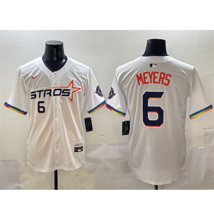 Men's Houston Astros #6 Jake Meyers White 2025 City Connect Limited Stitched Baseball Jersey