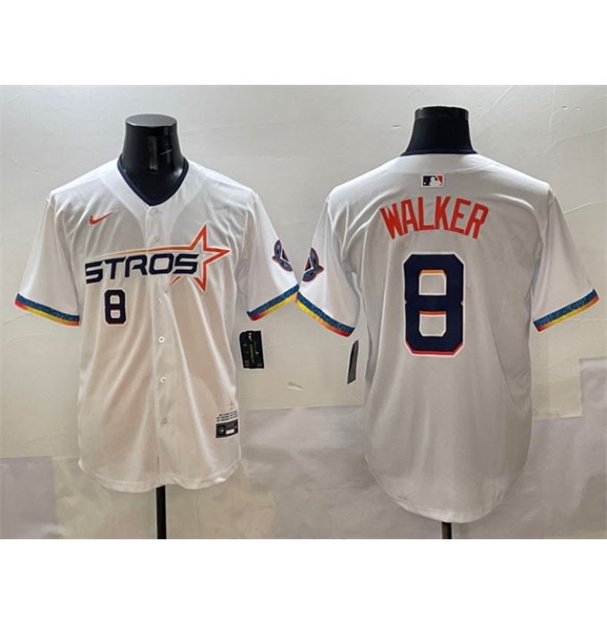 Men's Houston Astros #8 Christian Walker White 2025 City Connect Limited Stitched Baseball Jersey