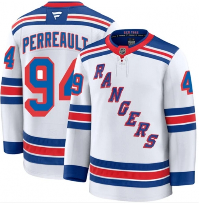 Men's New York Rangers #94 Gabe Perreault White Away Stitched Hockey Jersey