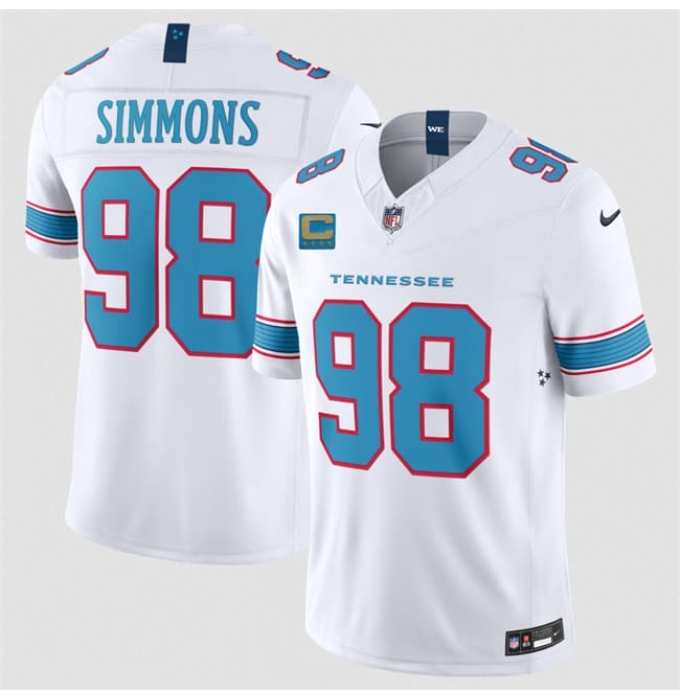 Men's Tennessee Titans #98 Jeffery Simmons White 2026 With 4-Star C F.U.S.E. Vapor Limited Football Stitched Jersey