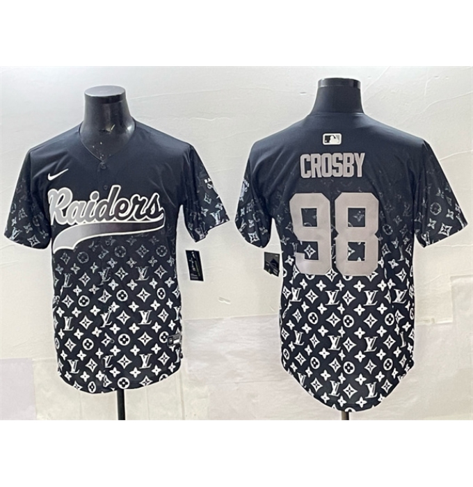 Men's Las Vegas Raiders #98 Maxx Crosby Black Limited Stitched Baseball Jersey