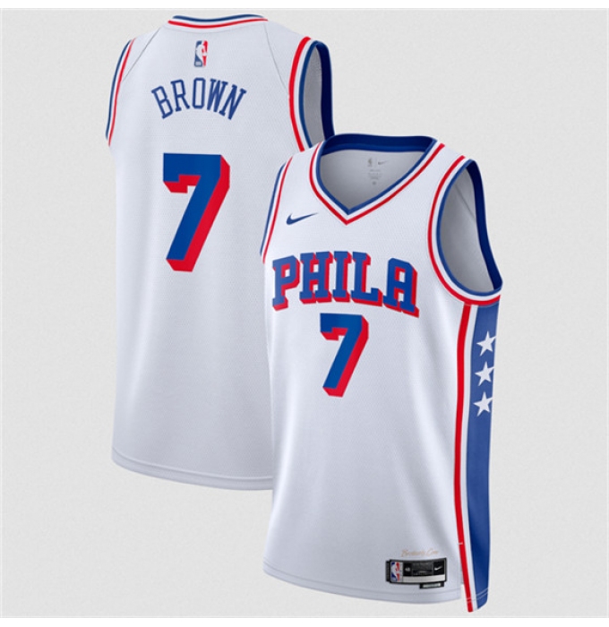 Men's Philadelphia 76ers #7 Jaylen Brown White 2026 Association Edition Stitched Jersey