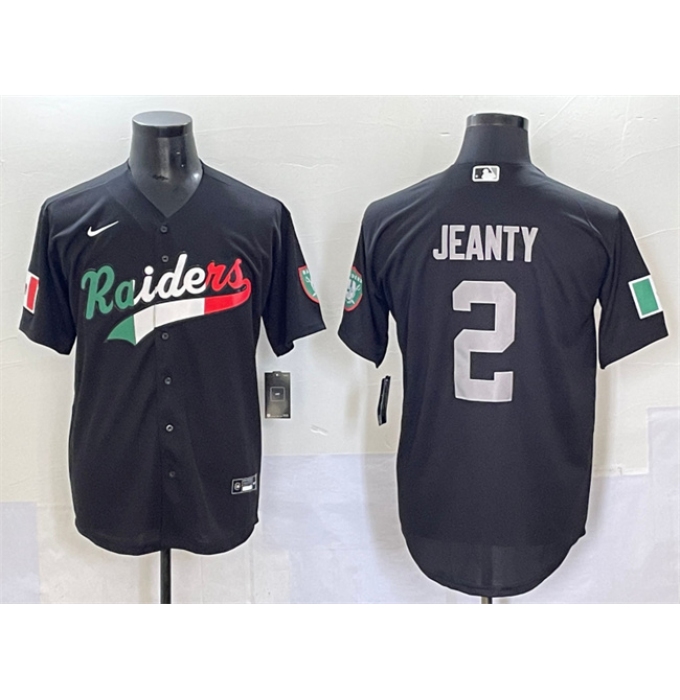 Men's Las Vegas Raiders #2 Ashton Jeanty Black Mexico Cool Base Stitched Baseball Jersey