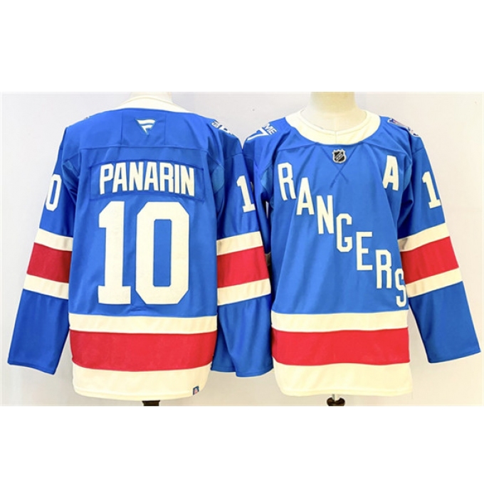 Men's New York Rangers #10 Artemi Panarin Blue 2025 With A Stitched Hockey Jersey