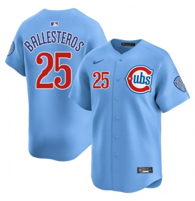 Men's Chicago Cubs #25 Moises ballesteros White Cool Base Stitched Baseball Jersey