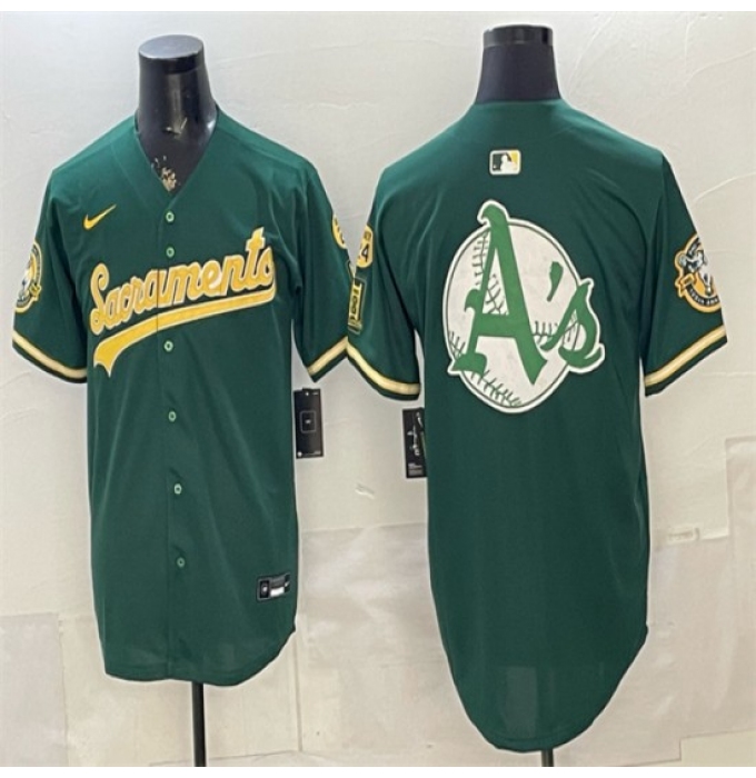 Men's Oakland Athletics Team Big Logo 2026 Green Alternate Sacramento Celebrating 125 Years Vapor Limited Stitched Baseball Jerseys