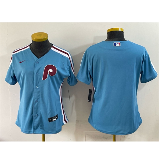 Women's Philadelphia Phillies Blank Blue Stitched Baseball Jersey(Run Small)
