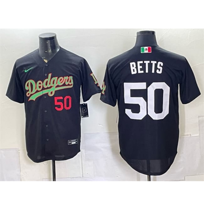 Men's Los Angeles Dodgers #50 Mookie Betts Black Mexico Limited Stitched Baseball Jersey