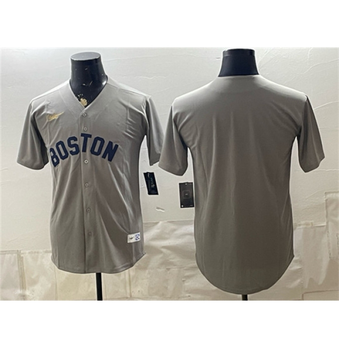 Men's Boston Red Sox Blank Gray Cooperstown Collection Limited Stitched Baseball Jersey