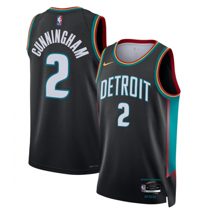 Men's Detroit Pistons #2 Cade Cunningham Cade Cunningham Black 2025-26 City Edition Stitched Basketball Jersey