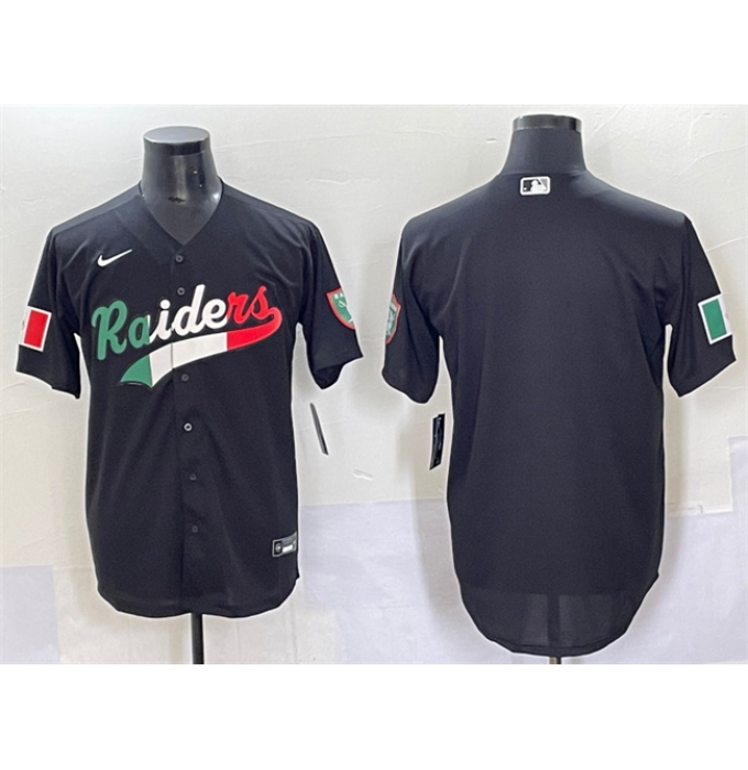 Men's Las Vegas Raiders Blank Black Mexico Cool Base Stitched Baseball Jersey