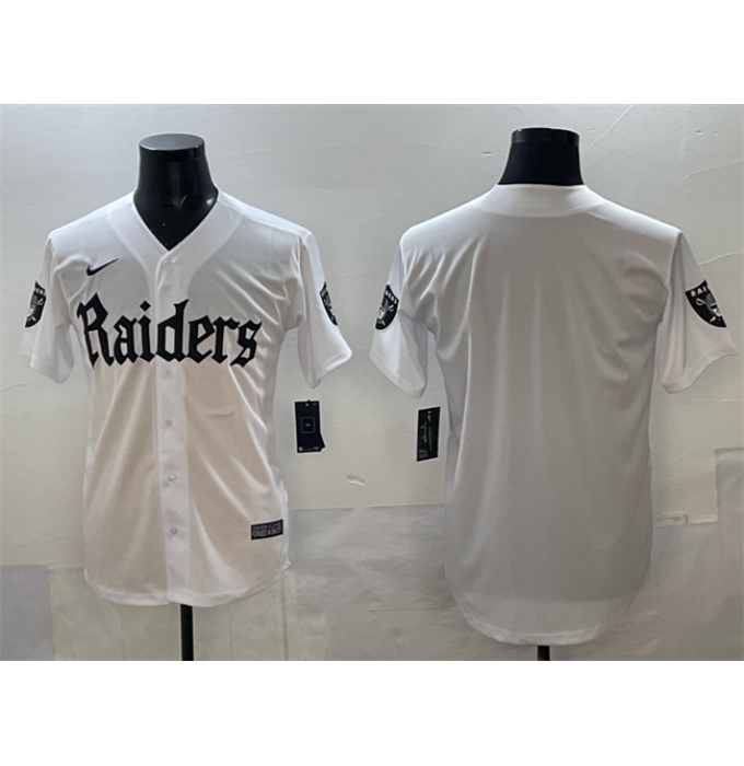Men's Las Vegas Raiders Blank White 'Gothic Sin City Shadows Edition' Vapor Limited Stitched Baseball Jersey