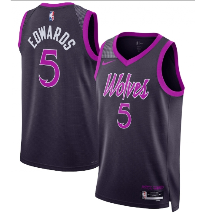 Men's Minnesota Timberwolves #5 Anthony Edwards Purple 2025-26 City Edition Stitched Basketball Jersey