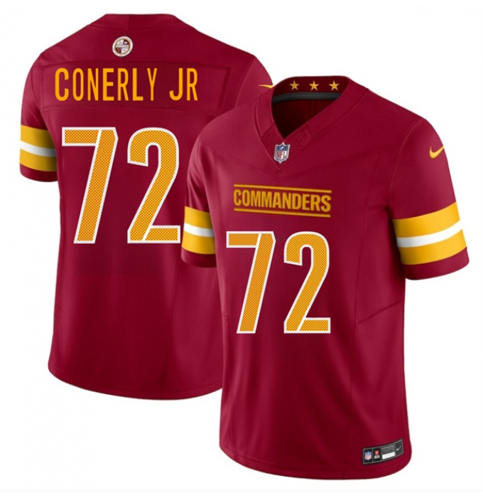 Men's Washington Commanders #72 Josh Conerly Jr Burgundy 2025 Draft F.U.S.E. Vapor Limited Football Stitched Jersey