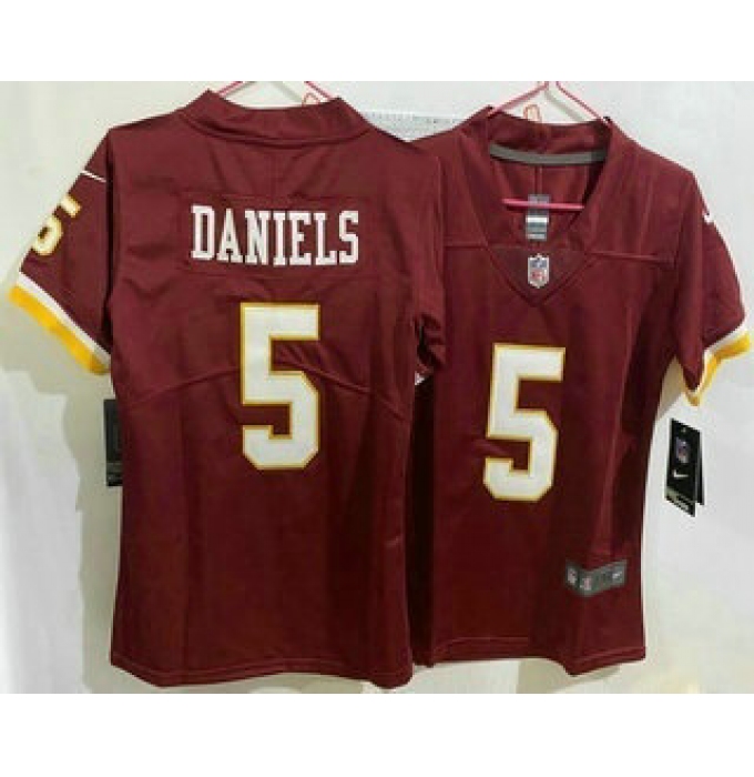 Women's Washington Commanders #5 Jayden Daniels Limited Red Vapor Jersey