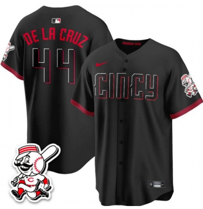 Men's Cincinnati Reds #44 Elly De La Cruz Black City Connect With Limited Stitched Baseball Jersey