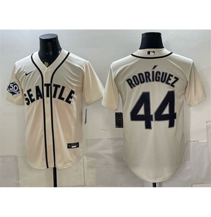 Men's Seattle Mariners #44 Julio Rodríguez Cream 50th Anniversary Alternate Stitched Baseball Jersey