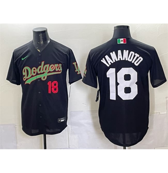 Men's Los Angeles Dodgers #18 Yoshinobu Yamamoto Black Mexico Limited Stitched Baseball Jersey
