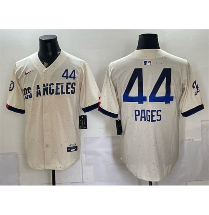 Men's Los Angeles Dodgers #44 Andy Pages Cream 2024 City Connect Limited Stitched Baseball Jersey