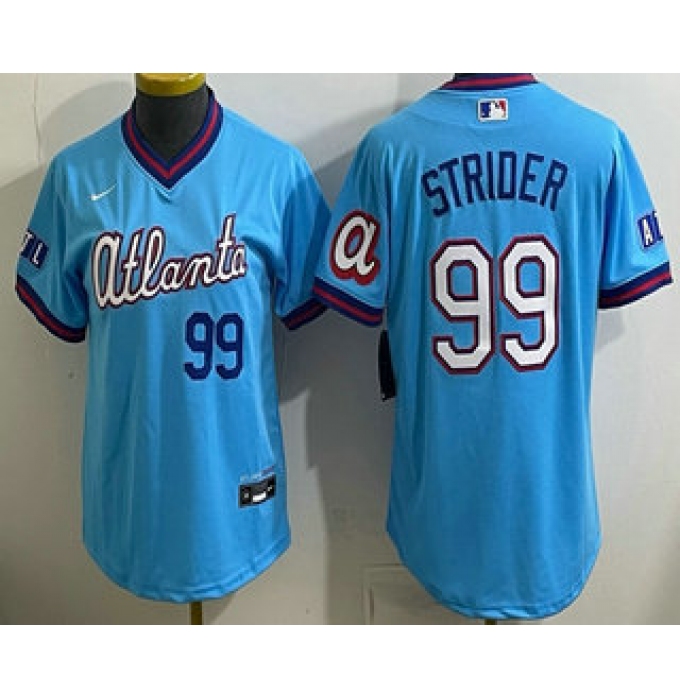 Women's Atlanta Braves #99 Spencer Strider Light Blue 2026 City Connect Stadium Jersey