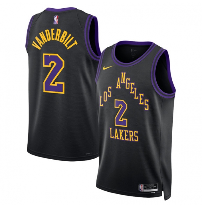 Men's Los Angeles Lakers #2 Jarred Vanderbilt Black 2025-26 City Edition Stitched Basketball Jersey