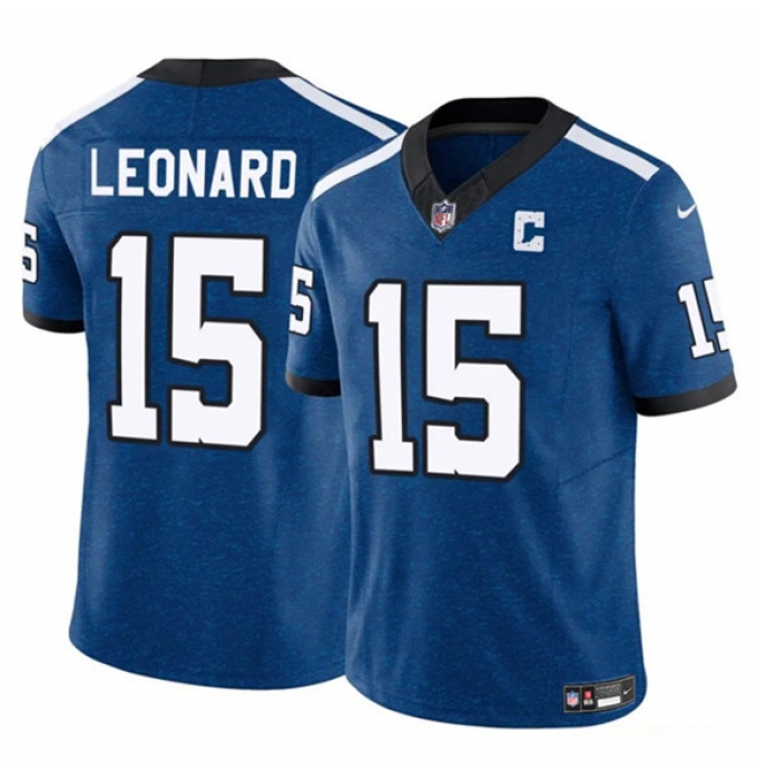 Men's Indianapolis Colts #15 Riley Leonard Blue 2025 F.U.S.E. Throwback Vapor Limited Football Stitched Jersey
