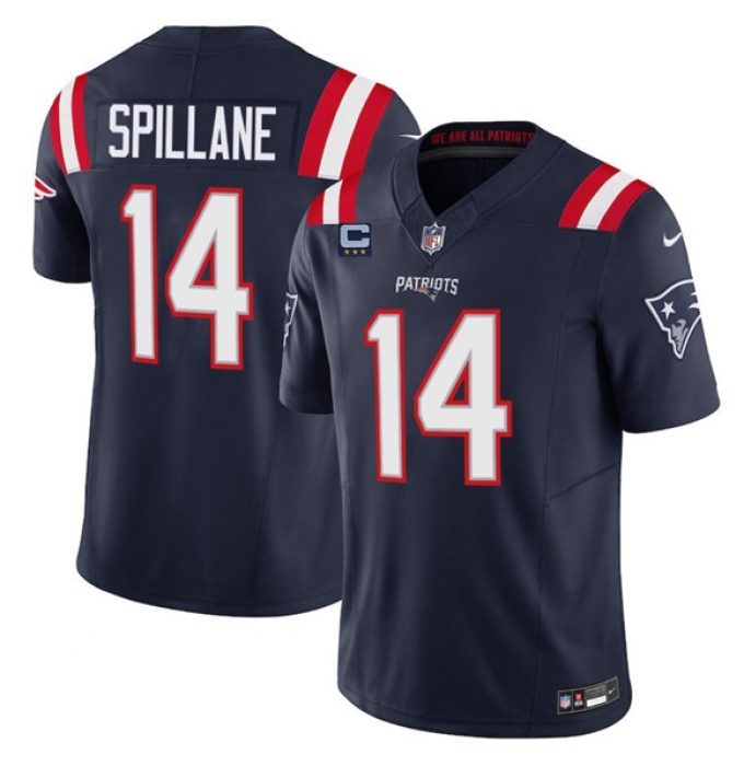 Men's New England Patriots #14 Robert Spillane Navy 2025 F.U.S.E. With 3-Star C Vapor Limited Stitched Jersey