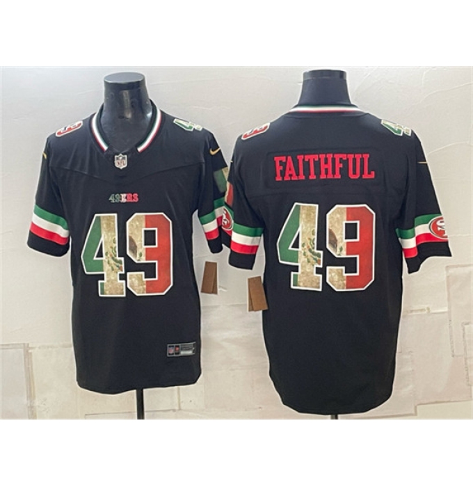 Men's San Francisco 49ers #49 Faithful Black 2025 F.U.S.E. Mexico Vapor Limited Football Stitched Jersey