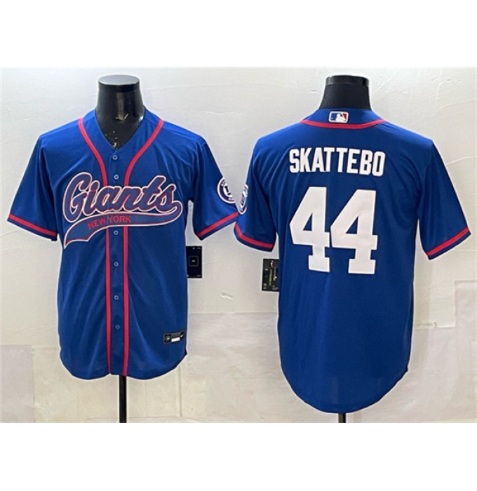 Men's New York Giants #44 Cam Skattebo Royal With Cool Base Stitched Baseball Jersey