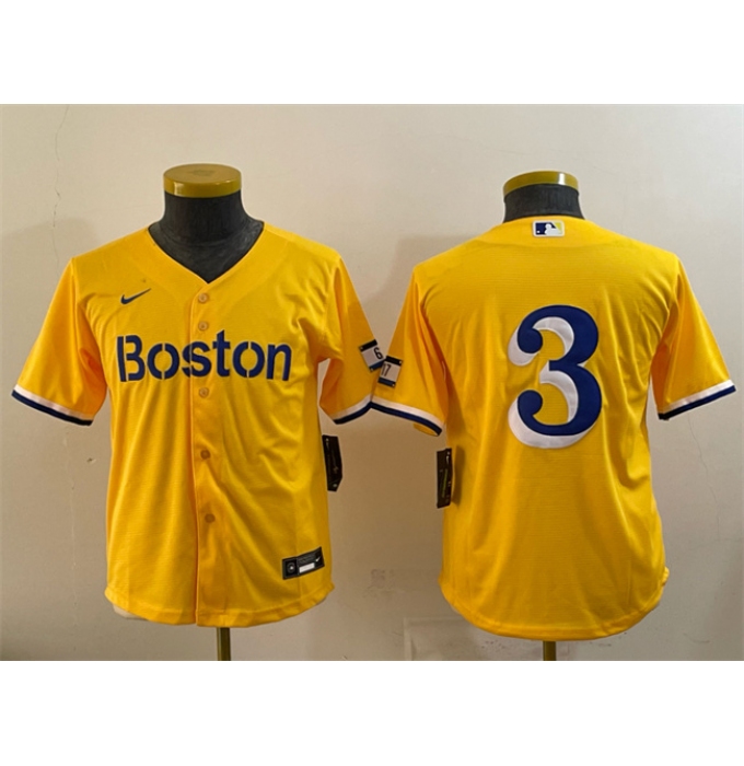 Youth Boston Red Sox #3 Ceddanne Rafaela Gold City Connect Stitched Baseball Jersey