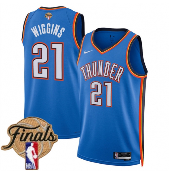 Men's Oklahoma City Thunder #21 Aaron Wiggins Blue 2025 Icon Edition Stitched Basketball Jersey